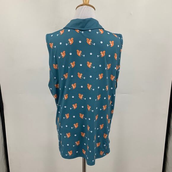Tipsy Elves Polo Shirt Womens XL Extra Large Squirrel Playing Golf Sleeveless - Picture 5 of 10